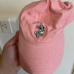 A cute pink hat with thumper on it